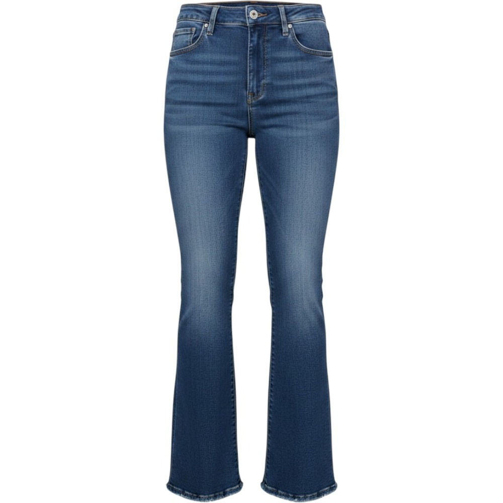 Frank & Eileen Killian Crop Flare High Rise Jean Blue Dark Wash Raw Hem Women 28
